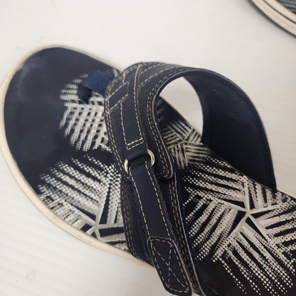 Clarks Brinkley Bree Open Toe Casual Navy/White Adjustable Strap Sandal Sz 10 - Picture 6 of 7